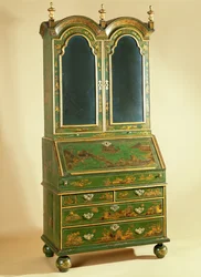 Queen Anne bureau cabinet with ball feet